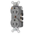 Hubbell Wiring Device-Kellems Straight Blade Devices, Receptacles, Duplex, Hubbell-Pro Heavy Duty, 2-Pole 3-Wire Grounding, 20A 125V, 5-20R, Gray, Single Pack, Isolated Ground. CR5352IGGY